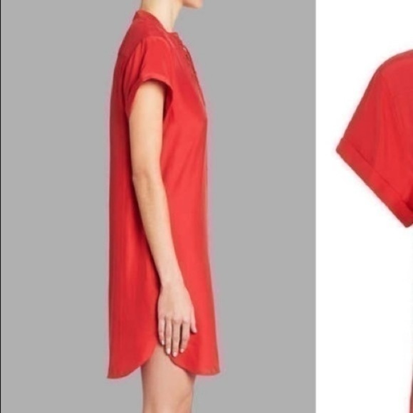 UEC Frame red silk shirt mini dress size small - Picture 14 of 14